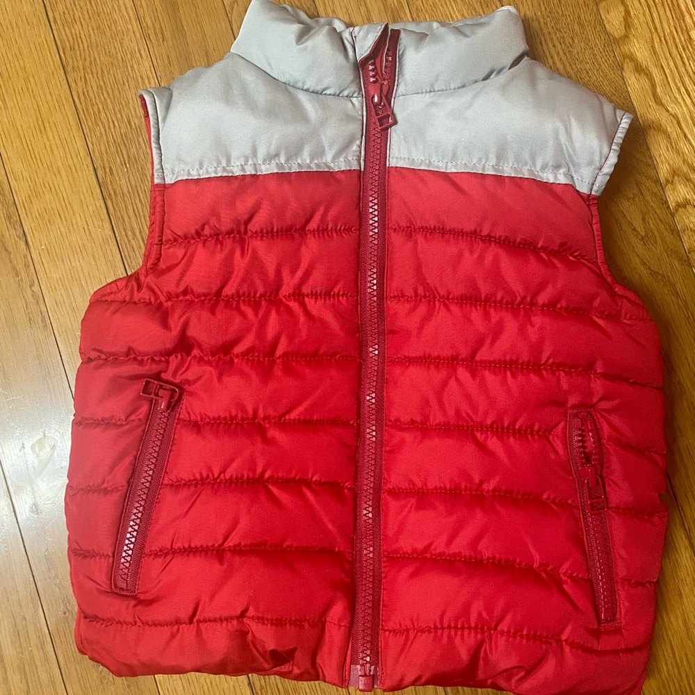 Crazy 8 Red‎ and Gray puffer Vest toddler boy size 3T
